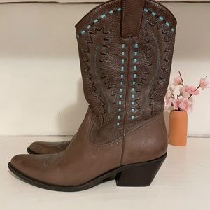 Gianni Bini Western Montana Leather Teal Cowboy Boots- Women's Size 7